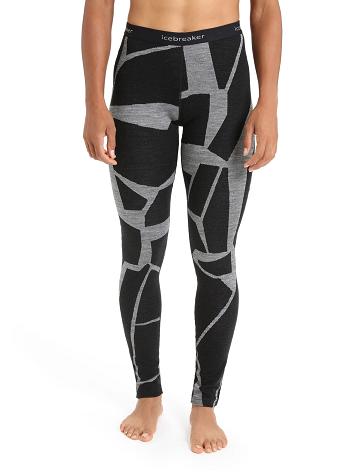 Dámské Legíny Icebreaker Merino 250 Vertex Thermal Fractured Landscapes Černé | CZ 1405GSOL